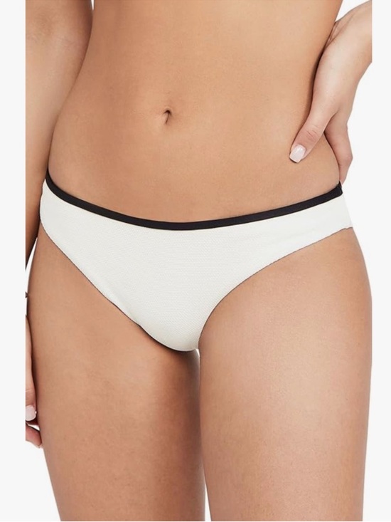 Eberjey Other - Eberjey Annia Textured Bikini Bottom XS NWT Ecru Black Trim Minimal Swim